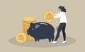 vector illustration in a flat style on the theme of saving money. Royalty Free Stock Photo